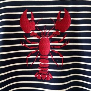 TRUE SELF Navy White Striped Embroidered Lobster  French Terry Top Plus Size 3X